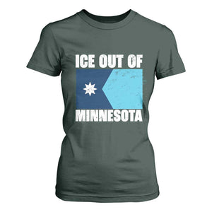 Ice Out Of Minnesota T Shirt For Women State Flag Minneapolis Justice and Resistance TS02 Dark Forest Green Print Your Wear