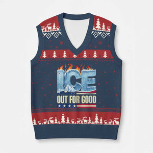 Ice Out For Good Patriotic Protest V-Neck Knit Sweater Vest Patriotic Burn Ice Justice Political Resistance TS02 Navy Red Print Your Wear