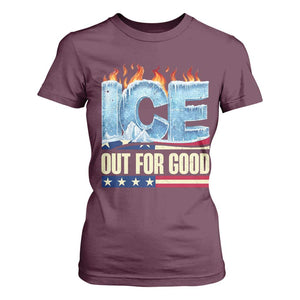 Ice Out For Good Patriotic Protest T Shirt For Women Patriotic Burn Ice Justice Political Resistance TS02 Maroon Print Your Wear
