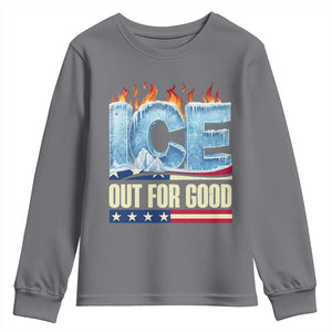 Ice Out For Good Patriotic Protest Youth Sweatshirt Patriotic Burn Ice Justice Political Resistance TS02 Charcoal Print Your Wear
