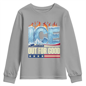 Ice Out For Good Patriotic Protest Youth Sweatshirt Patriotic Burn Ice Justice Political Resistance TS02 Sport Gray Print Your Wear