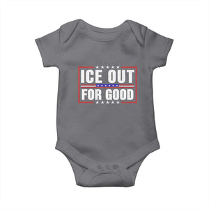 Ice Out For Good Patriotic Protest Baby Onesie Justice Resistance Red White and Blue TS02 Charcoal Print Your Wear