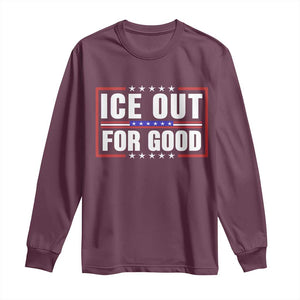Ice Out For Good Patriotic Protest Long Sleeve Shirt Justice Resistance Red White and Blue TS02 Maroon Print Your Wear
