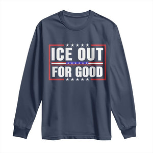 Ice Out For Good Patriotic Protest Long Sleeve Shirt Justice Resistance Red White and Blue TS02 Navy Print Your Wear