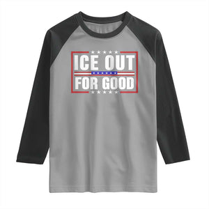 Ice Out For Good Patriotic Protest Raglan Shirt Justice Resistance Red White and Blue TS02 Sport Gray Black Print Your Wear