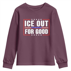Ice Out For Good Patriotic Protest Youth Sweatshirt Justice Resistance Red White and Blue TS02 Maroon Print Your Wear