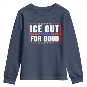 Ice Out For Good Patriotic Protest Youth Sweatshirt Justice Resistance Red White and Blue TS02 Navy Print Your Wear
