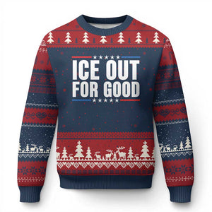 Ice Out For Good Patriotic Protest Ugly Christmas Sweater Justice Political Resistance TS02 Navy Red Print Your Wear