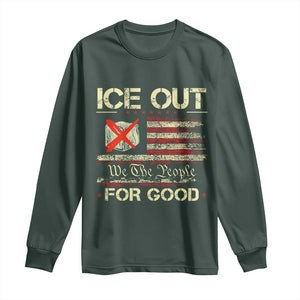 Ice Out For Good We The People Long Sleeve Shirt Justice and Freedom Political Resistance American Flag TS02 Dark Forest Green Print Your Wear