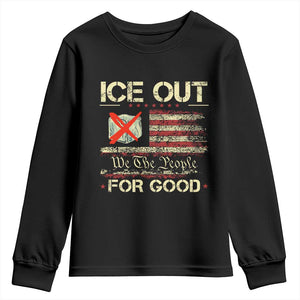 Ice Out For Good We The People Youth Sweatshirt Justice and Freedom Political Resistance American Flag TS02 Black Print Your Wear