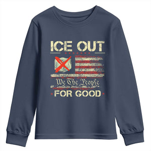 Ice Out For Good We The People Youth Sweatshirt Justice and Freedom Political Resistance American Flag TS02 Navy Print Your Wear