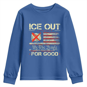 Ice Out For Good We The People Youth Sweatshirt Justice and Freedom Political Resistance American Flag TS02 Royal Blue Print Your Wear