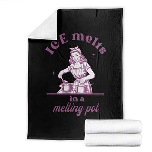 Ice Melts In A Melting Pot Throw Blanket Funny Cooking Woman Retro Feminist Political Statement TS02 Black Print Your Wear