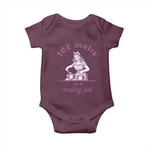 Ice Melts In A Melting Pot Baby Onesie Funny Cooking Woman Retro Feminist Political Statement TS02 Maroon Print Your Wear