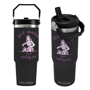 Ice Melts In A Melting Pot Flip Straw Tumbler Funny Cooking Woman Retro Feminist Political Statement TS02 One Size: 30 oz Black Print Your Wear
