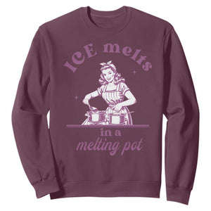 Ice Melts In A Melting Pot Sweatshirt Funny Cooking Woman Retro Feminist Political Statement TS02 Maroon Print Your Wear
