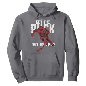 Get The Puck Out of Here Hoodie Sarcastic Ice Hockey Pun Humor TS02 Charcoal Print Your Wear