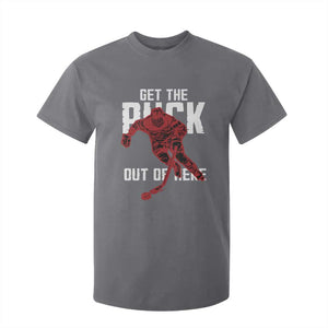 Get The Puck Out of Here T Shirt For Kid Sarcastic Ice Hockey Pun Humor TS02 Charcoal Print Your Wear