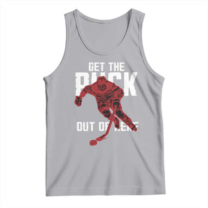 Get The Puck Out of Here Tank Top Sarcastic Ice Hockey Pun Humor TS02 Athletic Heather Print Your Wear