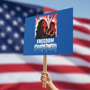 Freedom Iran Women Revolution 2026 Protest Sign Lighting Cigarette with Burning Portrait Graphic TS02 Horizontal 18" × 24" Blue Print Your Wear
