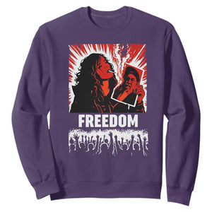 Freedom Iran Women Revolution 2026 Sweatshirt Lighting Cigarette with Burning Portrait Graphic TS02 Purple Print Your Wear