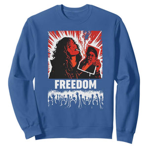 Freedom Iran Women Revolution 2026 Sweatshirt Lighting Cigarette with Burning Portrait Graphic TS02 Royal Blue Print Your Wear