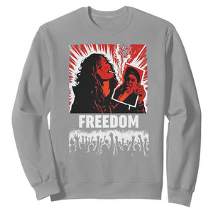 Freedom Iran Women Revolution 2026 Sweatshirt Lighting Cigarette with Burning Portrait Graphic TS02 Sport Gray Print Your Wear