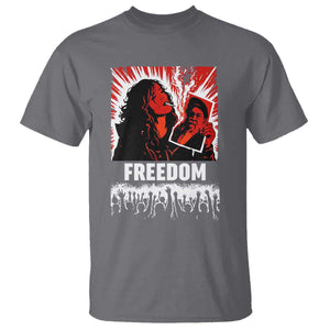 Freedom Iran Women Revolution 2026 T Shirt - Lighting Cigarette Burning Portrait Graphic Tee TS02 Charcoal Print Your Wear