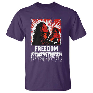 Freedom Iran Women Revolution 2026 T Shirt - Lighting Cigarette Burning Portrait Graphic Tee TS02 Purple Print Your Wear