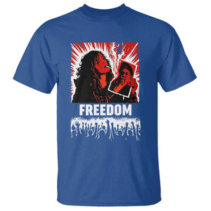 Freedom Iran Women Revolution 2026 T Shirt - Lighting Cigarette Burning Portrait Graphic Tee TS02 Royal Blue Print Your Wear