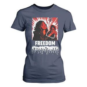 Freedom Iran Women Revolution 2026 T Shirt For Women Lighting Cigarette with Burning Portrait Graphic TS02 Navy Print Your Wear
