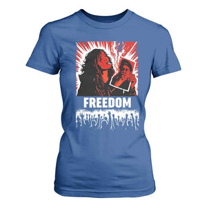Freedom Iran Women Revolution 2026 T Shirt For Women Lighting Cigarette with Burning Portrait Graphic TS02 Royal Blue Print Your Wear