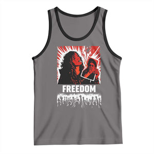 Freedom Iran Women Revolution 2026 Tank Top Lighting Cigarette with Burning Portrait Graphic TS02 Deep Heather Black Print Your Wear