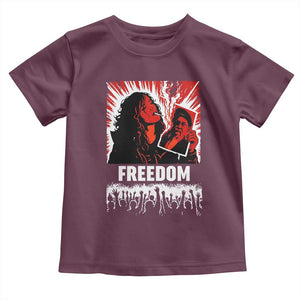 Freedom Iran Women Revolution 2026 Toddler T Shirt Lighting Cigarette with Burning Portrait Graphic TS02 Maroon Print Your Wear