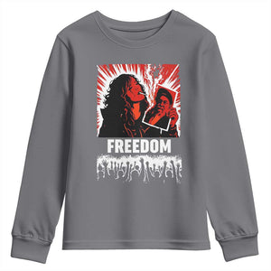 Freedom Iran Women Revolution 2026 Youth Sweatshirt Lighting Cigarette with Burning Portrait Graphic TS02 Charcoal Print Your Wear