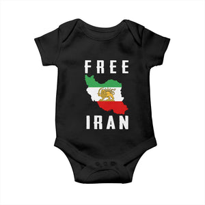 Free Iran Revolution 2026 Baby Onesie Sun and Lion Flag Iranian Freedom Justice TS02 Black Print Your Wear