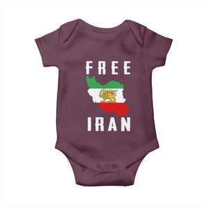 Free Iran Revolution 2026 Baby Onesie Sun and Lion Flag Iranian Freedom Justice TS02 Maroon Print Your Wear