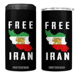 Free Iran Revolution 2026 4 in 1 Can Cooler Tumbler Sun and Lion Flag Iranian Freedom Justice TS02 One Size: 16 oz Black Print Your Wear