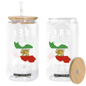 Free Iran Revolution 2026 Glass Can Sun and Lion Flag Iranian Freedom Justice TS02 Print Your Wear
