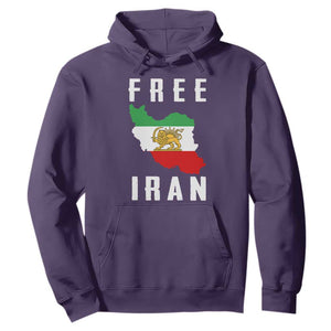 Free Iran Revolution 2026 Hoodie Sun and Lion Flag Iranian Freedom Justice TS02 Purple Print Your Wear