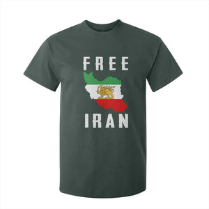 Free Iran Revolution 2026 T Shirt For Kid Sun and Lion Flag Iranian Freedom Justice TS02 Dark Forest Green Print Your Wear