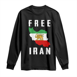 Free Iran Revolution 2026 Long Sleeve Shirt Sun and Lion Flag Iranian Freedom Justice TS02 Black Print Your Wear