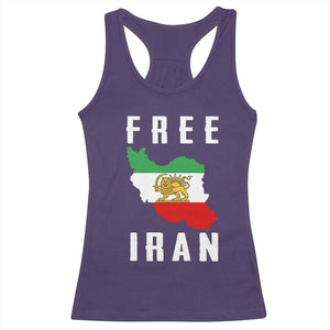 Free Iran Revolution 2026 Racerback Tank Top Sun and Lion Flag Iranian Freedom Justice TS02 Purple Print Your Wear