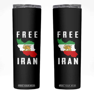 Free Iran Revolution 2026 Skinny Tumbler Sun and Lion Flag Iranian Freedom Justice TS02 Black Print Your Wear