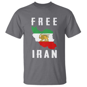 Free Iran Revolution 2026 T Shirt - Sun and Lion Flag Iranian Freedom Justice Solidarity Tee TS02 Charcoal Print Your Wear