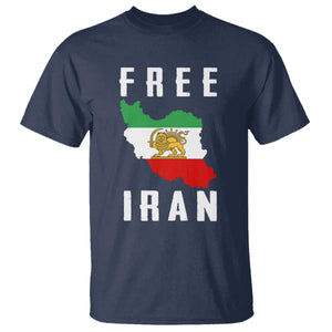 Free Iran Revolution 2026 T Shirt - Sun and Lion Flag Iranian Freedom Justice Solidarity Tee TS02 Navy Print Your Wear