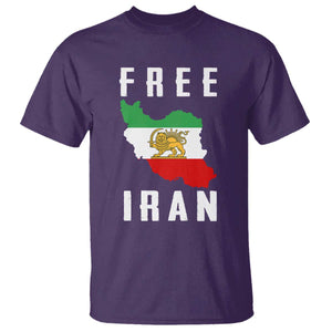 Free Iran Revolution 2026 T Shirt - Sun and Lion Flag Iranian Freedom Justice Solidarity Tee TS02 Purple Print Your Wear