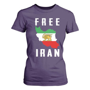 Free Iran Revolution 2026 T Shirt For Women Sun and Lion Flag Iranian Freedom Justice TS02 Purple Print Your Wear