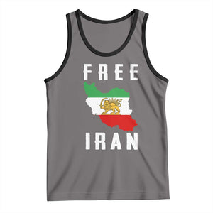Free Iran Revolution 2026 Tank Top Sun and Lion Flag Iranian Freedom Justice TS02 Deep Heather Black Print Your Wear