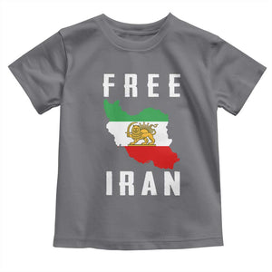 Free Iran Revolution 2026 Toddler T Shirt Sun and Lion Flag Iranian Freedom Justice TS02 Charcoal Print Your Wear